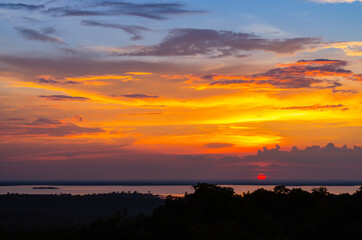 beatiful sunset at the river of thailand