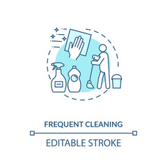 Frequent cleaning concept icon. Cafe and restaurants safety guidelines idea thin line illustration. Bottles with antiseptic. Vector isolated outline RGB color drawing. Editable stroke