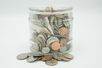 glass jar with money inside