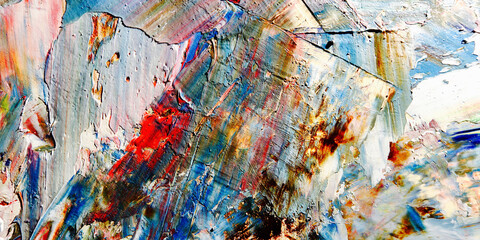 Bunte abstrakte Hintergrundbild. Moderne motivbildende Kunst. Mischungen von Ölfarben. Trendige handbemalte Leinwand. Wanddekoration und Wandkunstdrucke Idee. 3D-Textur. © Valeriy