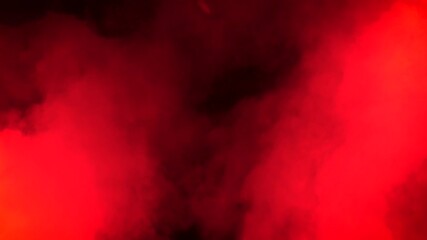 Red smoke and stroboscope lights effects. Footage. Slowmotion of smoke on the black background.