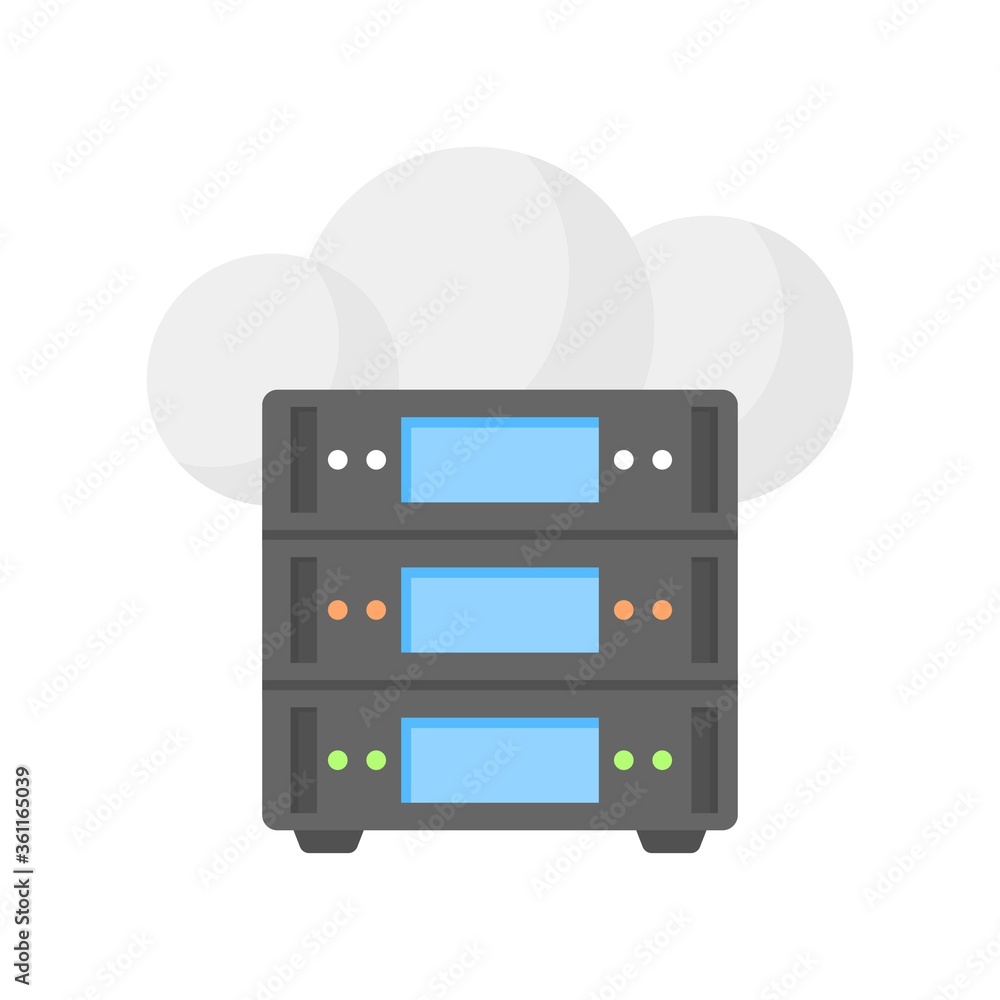Poster cloud server icon illustration in flat design style. cloud computing technology sign.