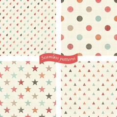 Set of seamless hand drawn polka dot patterns for background. Doodle patterns. vector illustration.
