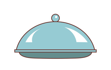 The finished dish is covered with a lid. Kitchen utensils and utensils. Cooking food. Vector isolated illustration.
