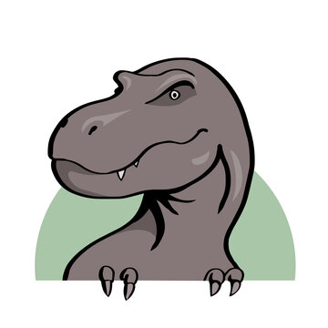 Terrible tyrannosaurus with a predatory gaze. Vector outline illustration.