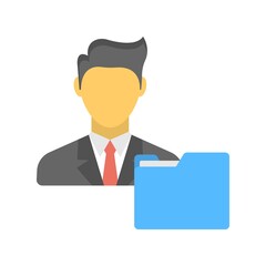 User avatar with folder sign. Private folder icon illustration.