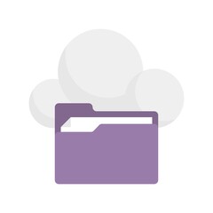 Cloud file folder icon illustration in flat design style. Uploading folders to cloud. Download from cloud.