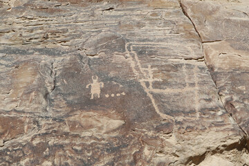 Ancient Native American Indian rock art petroglyph hunt Utah 1482. Nine Mile Canyon, Utah. World’s longest art gallery of ancient native American, Indian rock art, hieroglyphs, pictographs.