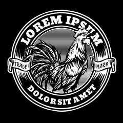 rooster vector with retro classic emblem badge style © Jerkslab