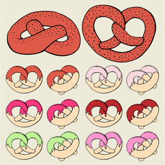 Pretzel icon vector illustration in sketch style