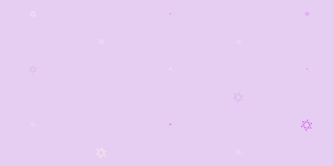 Light Purple vector background with covid-19 symbols.
