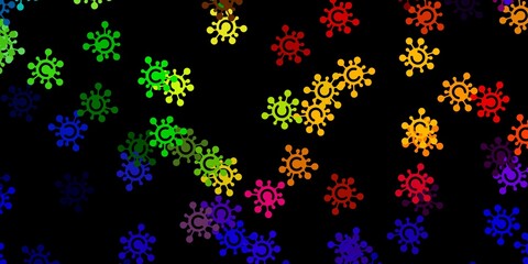 Fototapeta na wymiar Dark multicolor vector background with covid-19 symbols.