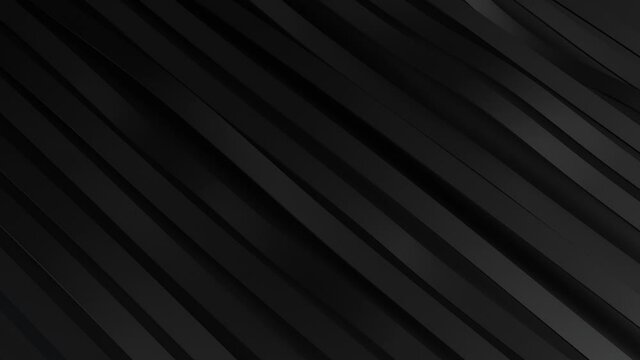 3d render background of rippling dark black abstract wave stripes pattern of moving lines. 4k seamless loop animation. Business presentation background.