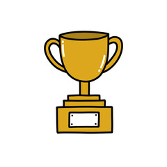 prize cup doodle icon, vector color illustration