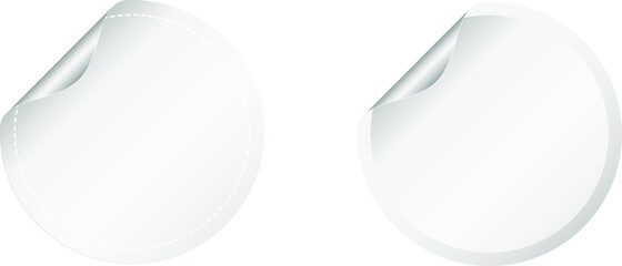 White light grey round sticker label fold over