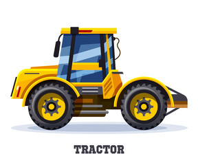 Tractor or farm truck, agriculture vector icon
