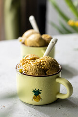 Vegan mango ice cream with peanut butter 