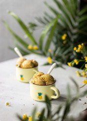 Vegan mango ice cream with peanut butter 