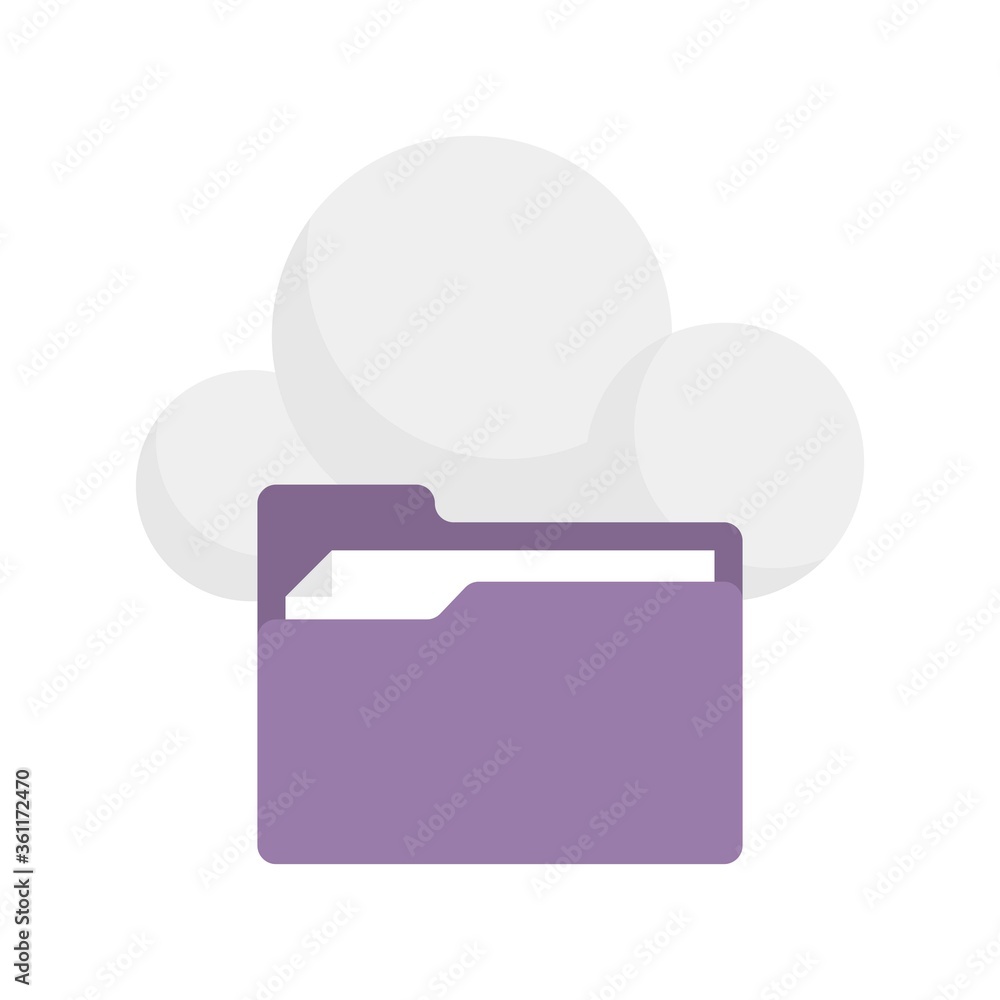 Poster cloud file folder icon illustration in flat design style. uploading folders to cloud. download from 