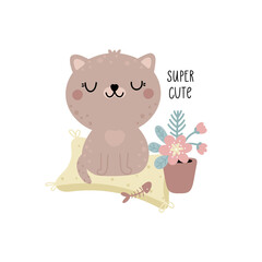 Cute cat illustration for kids