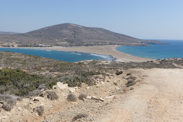 view of the sea from the beach.  Prasonisi beach.