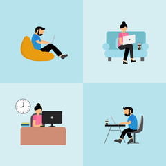 Work from home and lifestyle. Vector illustration