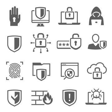 Web cyber security icon set, digital safety system