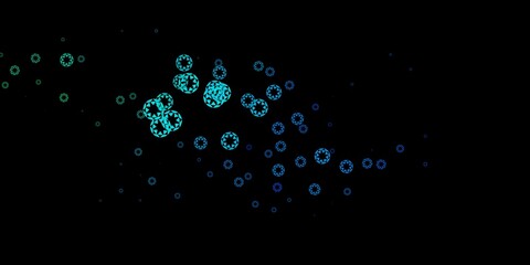 Dark blue, green vector backdrop with dots.