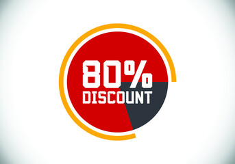 80% off discount promotion sale Brilliant poster. Sale and discount labels. Price off tag icon. special offer