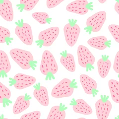 Muurstickers Strawberry pink seamless pattern vector design © Марина Николова