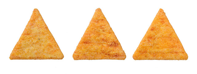triangle nacho chips isolated on white background