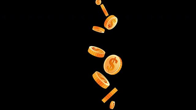 gold coins fall, a handful of coins of different currencies falls on a transparent background