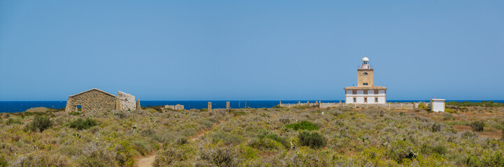 Torre de San Jos&eacute; (build in 1789) and lighthouse (built in 1857) in Tabarca island at  Province of Alicante. Spain