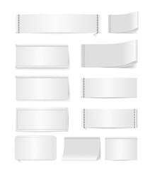 Realistic Detailed 3d White Textile Labels Template Set. Vector