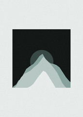 Metallic Gold color Mountains rocks silhouette art logo design illustration