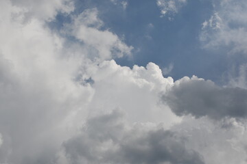 Beautiful white fluffy clouds on a blue sky