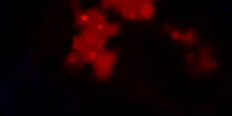 Dark Red vector backdrop with circles, stars. Abstract design in gradient style with bubbles, stars. Pattern for trendy fabric, wallpapers.