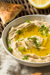 Organic Homemade Chickpea Hummus with PIta