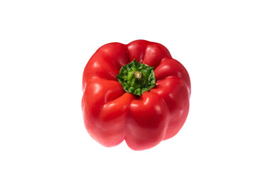 red bell pepper on white background with space for text