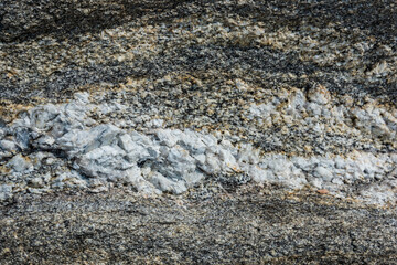granite texture with veins of white mica. chips on the stones