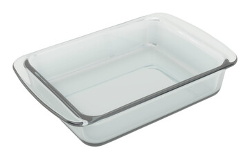 Fototapeta na wymiar Clear Glass Baking Dish, rectangular shape. 3D rendering