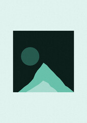 Magenta Pink color Mountains rocks silhouette art logo design illustration