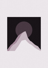 Pastel Green color Mountains rocks silhouette art logo design illustration
