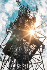 communication tower with sun