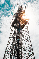 communication tower with sun
