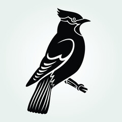 Bohemian waxwing icon isolated on white background. Vector illustration.