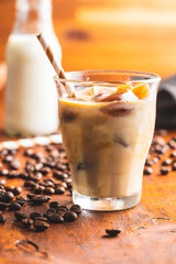 Iced coffee with coffee ice cubes.