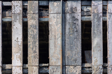 Facade of an industrial building after a fire