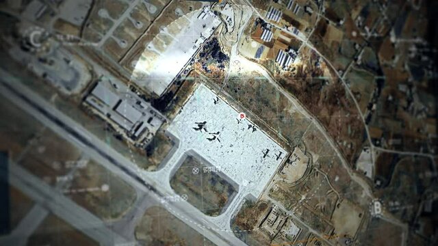Hmeimim Air Base in Syria Radar of Satellite Camera on Computer Screen Detected the Target Zoom In Close Up War Planes Spy Technology Secret Data
