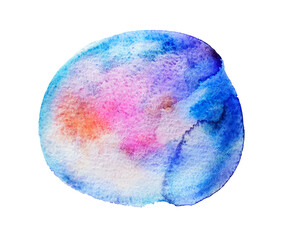 Blue round watercolor stain with gradient on a white background